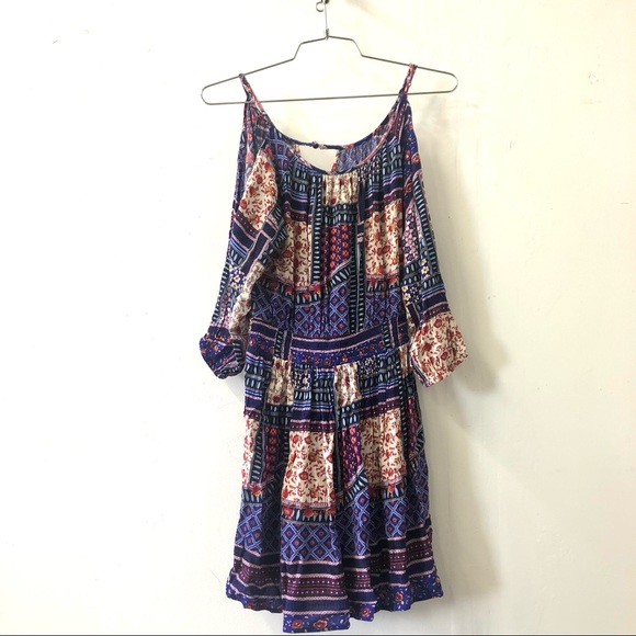 Patchwork boho cold shoulder boho dress American Eagle Outfitters - Picture 5 of 6
